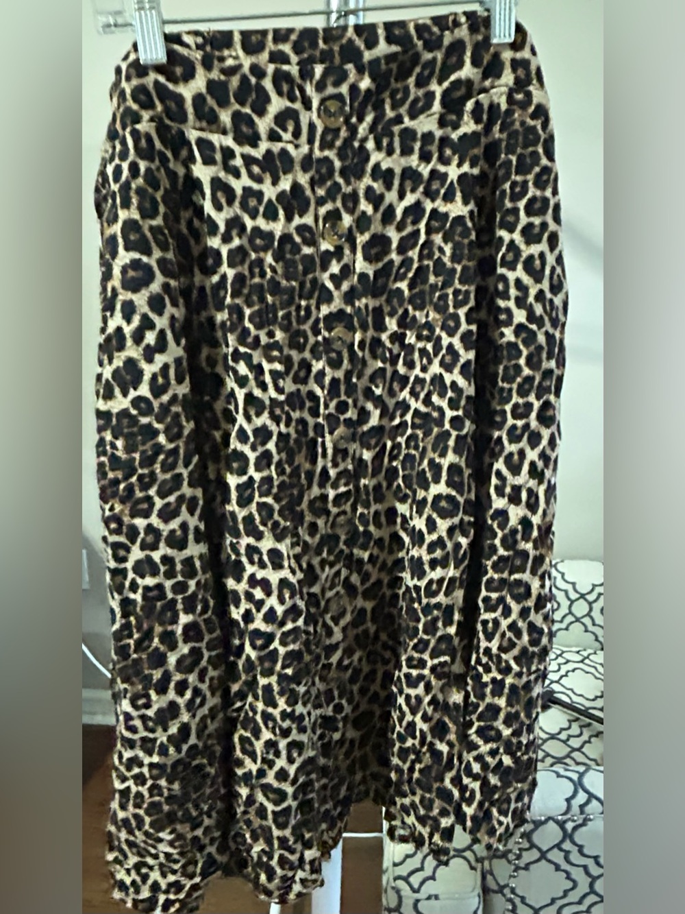 Torrid Leopard Print Faux Button-Front Skirt Brown & Black